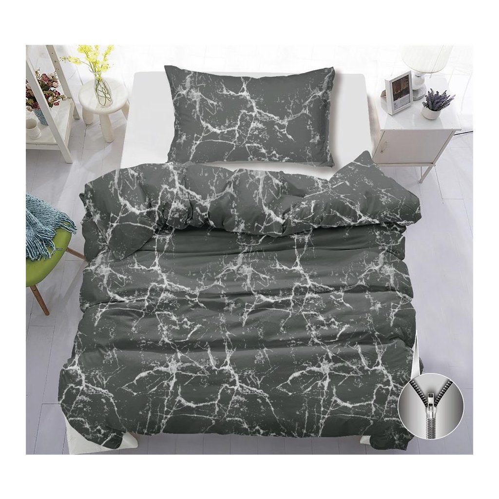 2-dílné povlečení abstrakce bavlna + mikrovlákno šedá 140x200 na jednu postel