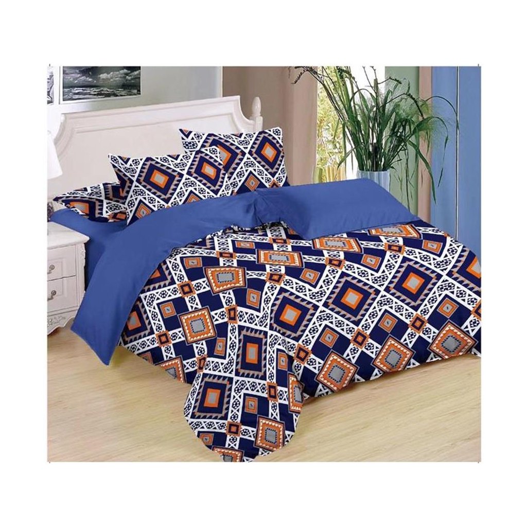 Sedmidílné povlečení Mexiko bavlna/mikrovlákno černá oranžová 140x200 na dvě postele