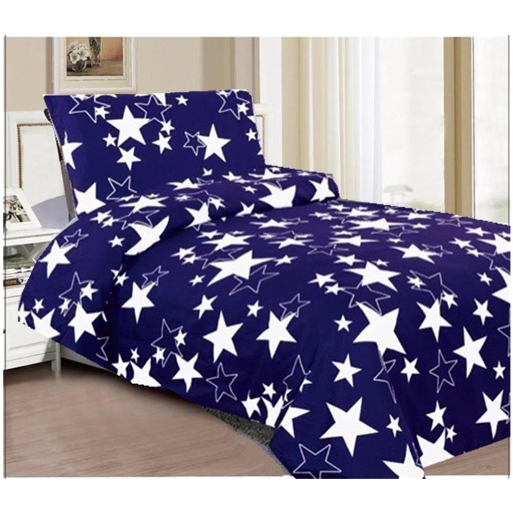 2-dílné povlečení hvězdy modrá 140x200 na jednu postel