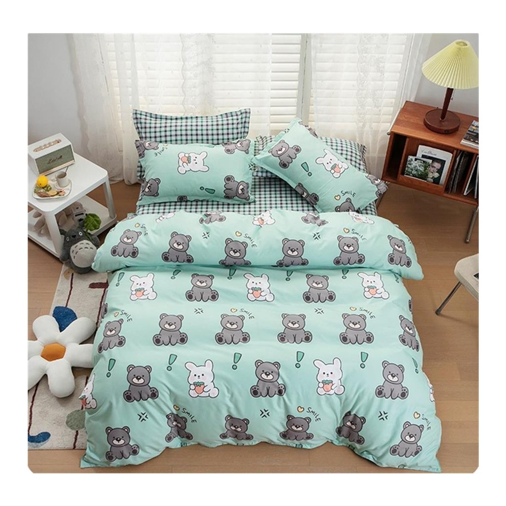 2-dilné dětské povlečení zelené s medvídky 100x140 cm pro jednu postel