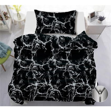 2-dílné povlečení abstrakce bavlna + mikrovlákno černá 140x200 na jednu postel