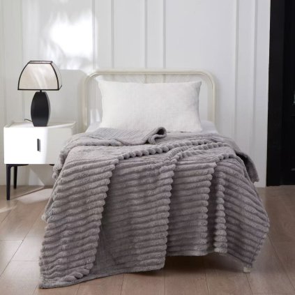 Deka 150 x 200 cm mikroplyš šedá