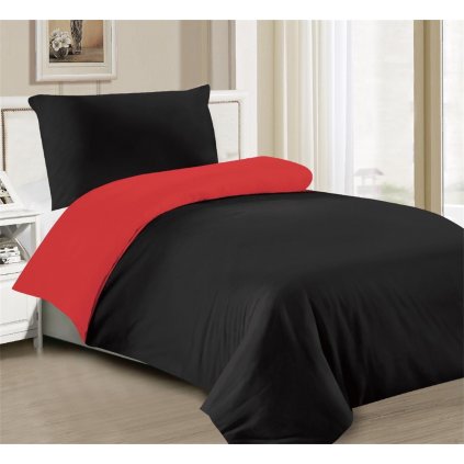 Dvoudílné povlečení bavlna mikrovlákno černá červená 140x200 na jednu postel