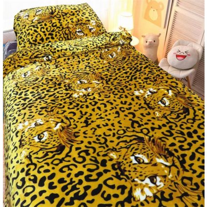 2-dílné povlečení leopard mikroplyš 140x200 na jednu postel