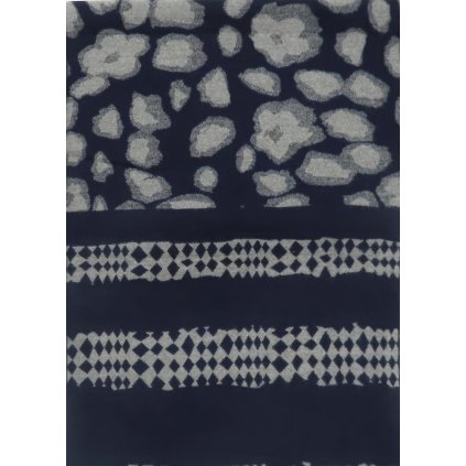 Pánská šála 185 x 35 cm vzor šedá a tmavě modrá