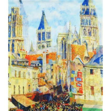 Šála 180 x 70 cm Pissarro Tržiště v Rouen