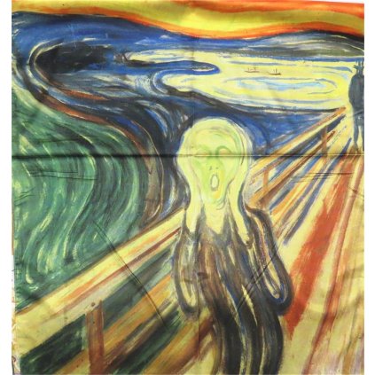 Saténový šátek 180 x 70 cm s obrazem Výkřik od Edvarda Muncha