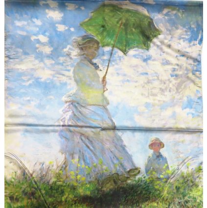 Saténový šátek 180 x 70 cm s obrazem Paní Monetová a její syn od Clauda Moneta