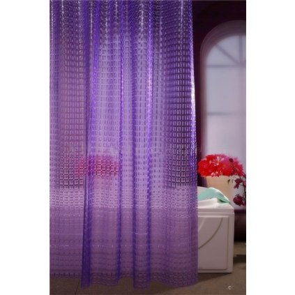 Sprchový závěs 180 x 200 cm 3D kostka fialová