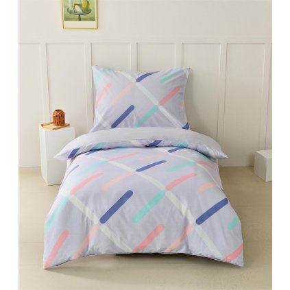 Oboustranné ložní povlečení s moderním geometrickým vzorem v pastelových barvách 140 × 200 cm / 70 × 90 cm