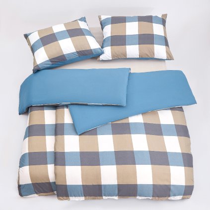 Bavlněné povlečení kostka modrá 140×200 cm – 2dílná sada, zip