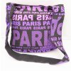 Dámská černá látková taška crossbody s fialovým potiskem Paris