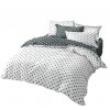 7-dílné povlečení oboustranné povlečení  na 2 postel tmavošedé a bílé s puntíkem 140x200