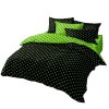 7-dílné povlečení oboustranné povlečení na 2 postel zeleno-černé s puntíkem 140x200