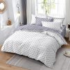 7-dílné povlečení oboustranné povlečení na 2 postel šedo-bílé s puntíkem 140x200