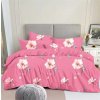 2-dílné povlečení 140x200 s bílými květinami na růžovém podkladu na jednu postel