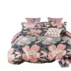 2-dílné povlečení 140x200 s růžovými a šedými květy na tmavošedém podladu na jednu postel