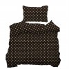 2-dílné černé povlečení 140x200 se zelenými puntíky