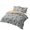 7-dílné povlečení bavlné 140x200 cm šedé s černými a bílými srdíčky