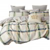 3-dílné flanelové povlečení kárované krémově zelené