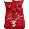 7-dílné červené povlečení s vánočním motivem soby a darků