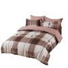 3-dílné bavlněné povlečení 140x200cm--hnědý pléd