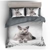 3-dílné oboustranné povlečení kočka 3 D bílá 140x200 cm