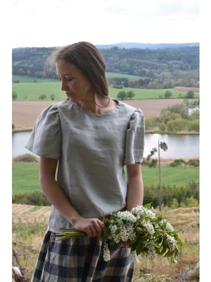 Lněná halenka Puff