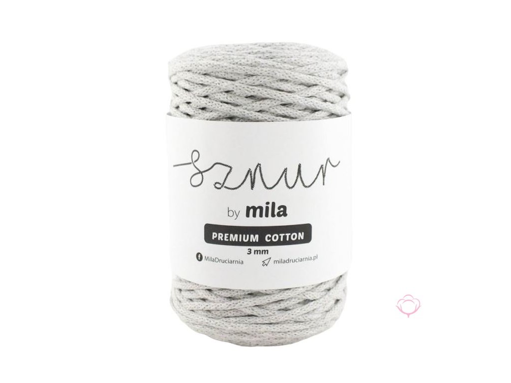 Bavlněná šňůra MILA Premium Cotton 3 mm - šedá jasná