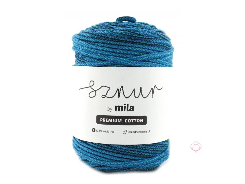 Bavlněná šňůra MILA Premium Cotton 5 mm - mix oceán