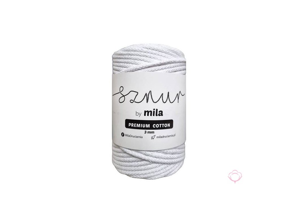 Bavlněná šňůra MILA Premium Cotton 3 mm - arktická