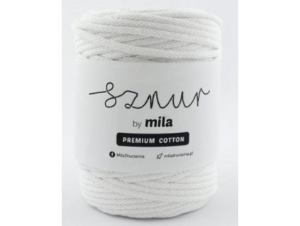 Bavlněná šňůra MILA Premium Cotton 5 mm - bílá