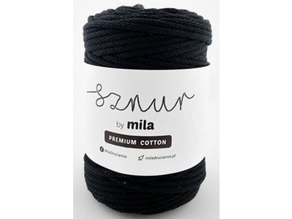 Bavlněná šňůra MILA Premium Cotton 5 mm - černá
