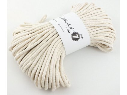 Bavlněná šňůra MILA Super 7 mm - přírodní/ecru/natural