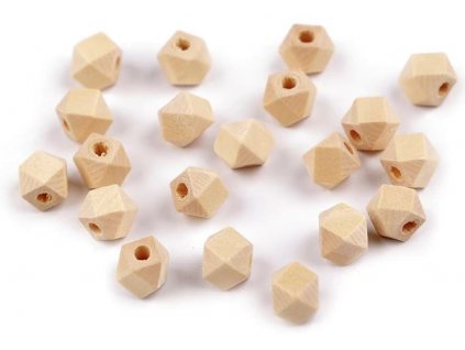 Dřevěný korálek nelakovaný diamant 8 x 8 mm - průvlek 2 mm