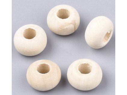 Dřevěný korálek nelakovaný disk 15 x 9 mm