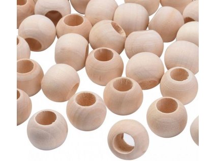 Dřevěný korálek nelakovaný 20 mm - průvlek 10 mm