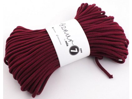 Bavlněná šňůra MILA Super 7 mm - bordo