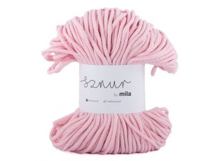 Bavlněná šňůra MILA  Glitter 5 mm  - růžová perlová