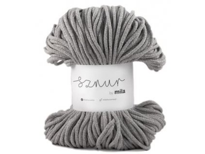 Bavlněná šňůra MILA  Glitter 5 mm  - šedá stříbrná