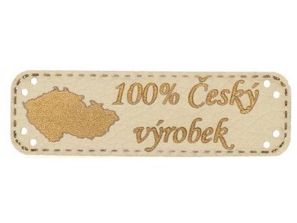 Handmade štítek 100% MAPA Vyrobeno s láskou 15 x 48 mm - světle béžová