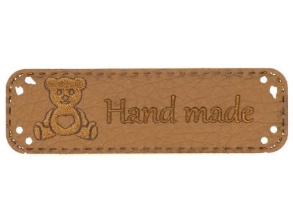 Handmade štítek MÉĎA Vyrobeno s láskou 15 x 48 mm - hnědá