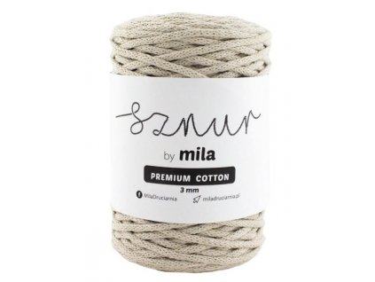Bavlněná šňůra MILA Premium Cotton 3 mm - béžová světlá