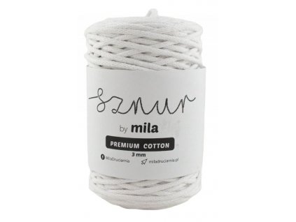 Bavlněná šňůra MILA Premium Cotton 3 mm - bílá