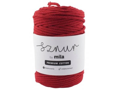 Bavlněná šňůra MILA Premium Cotton 5 mm - červená