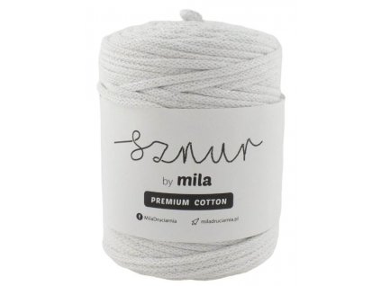 Bavlněná šňůra MILA Premium Cotton 5 mm - bílá stříbrná