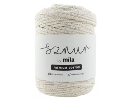 Bavlněná šňůra MILA Premium Cotton 5 mm - bílá zlatá