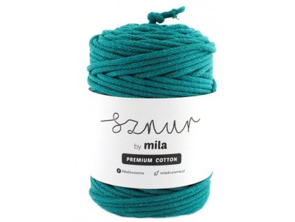 Bavlněná šňůra MILA Premium Cotton 5 mm - smaragdová