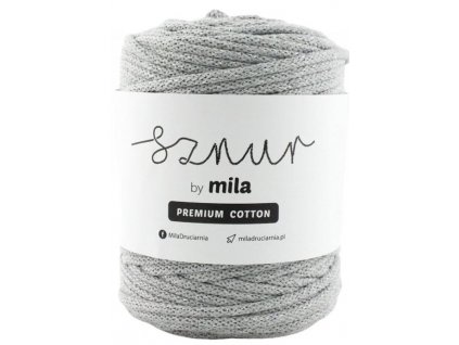 Bavlněná šňůra MILA Premium Cotton 5 mm - šedá stříbrná