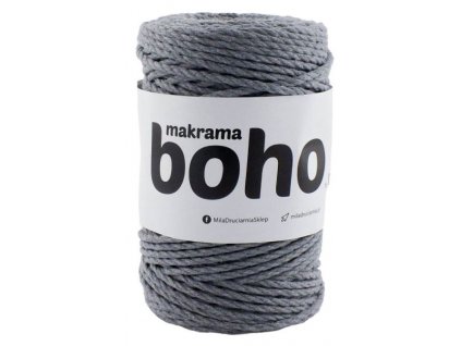 Mila Macrame BOHO 3ply 4 mm - šedá tmavá